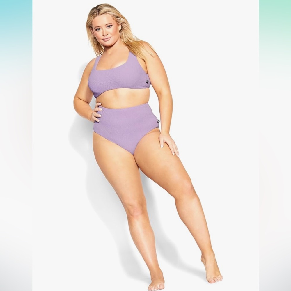 City Chic plus size 16 lilac high waist textured 2 piece set NWT
